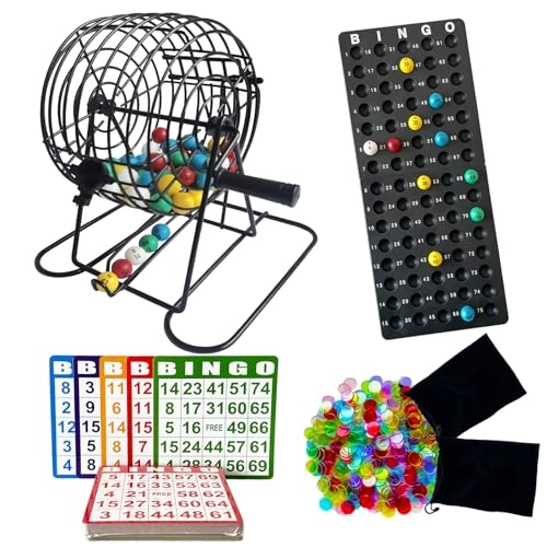 SEETOOOGAMES Deluxe Bingo Game Set - 8 Inch 50 Paper Cards 600 Colorful Clear Chips