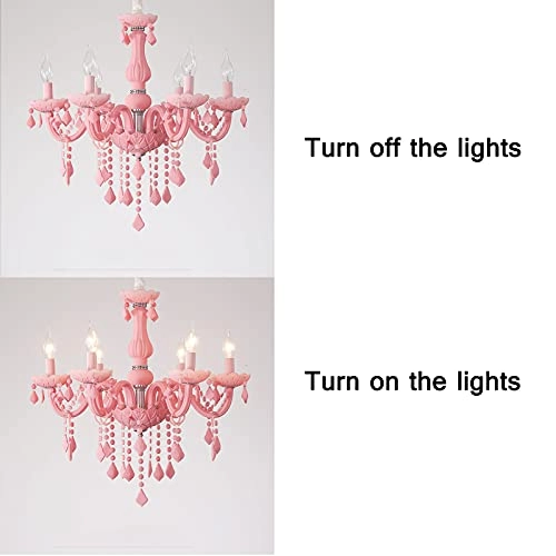 Crystal Glass chandelier - 6 lights Pink