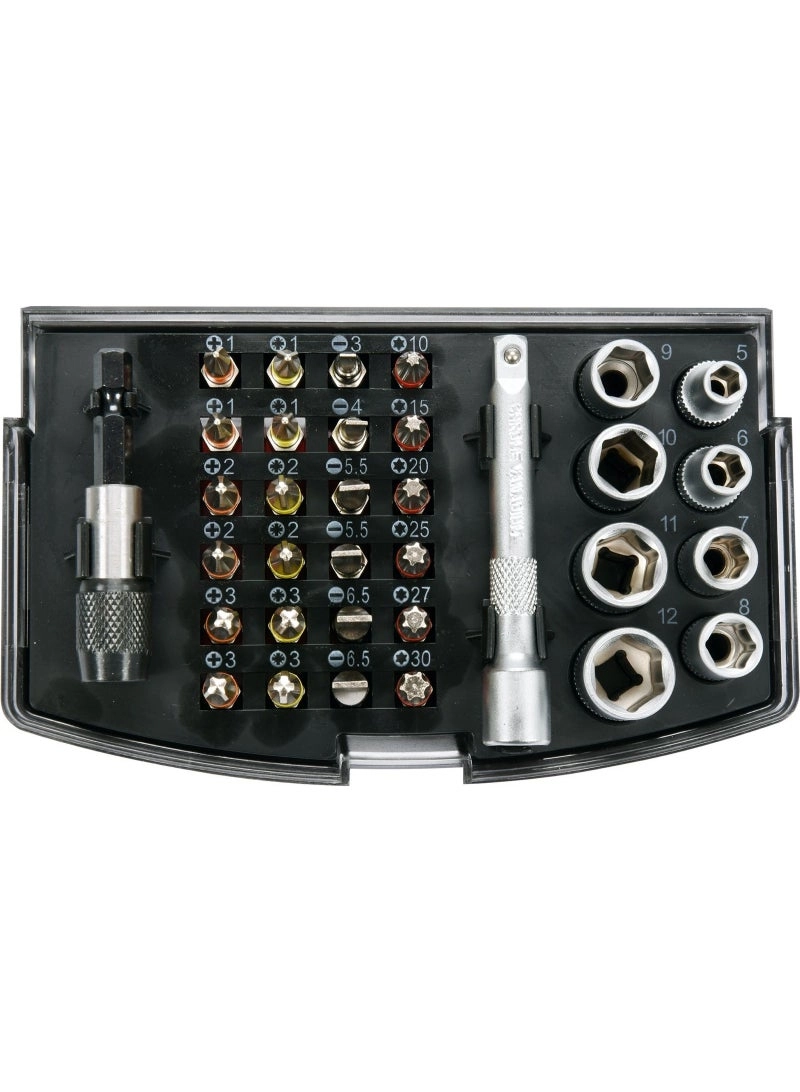 Screwdriver Bit & Socket Set - 34pcs 1/4"