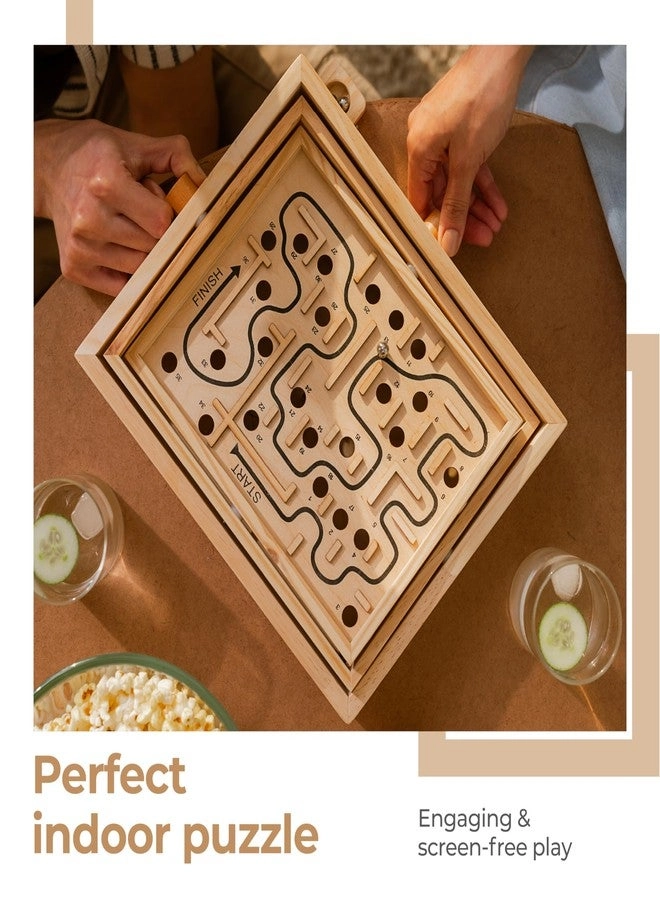Labyrinth Wooden Maze Puzzle Game - Compact Travel Board Ages 6+