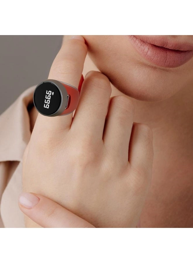 Rosary Ring - OLED Display Prayer Time Reminder Burgundy