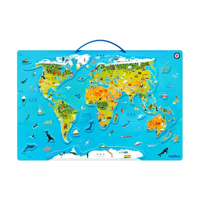 Magnetic World Map Puzzle - Suitable for 3 years and above 48 Pcs