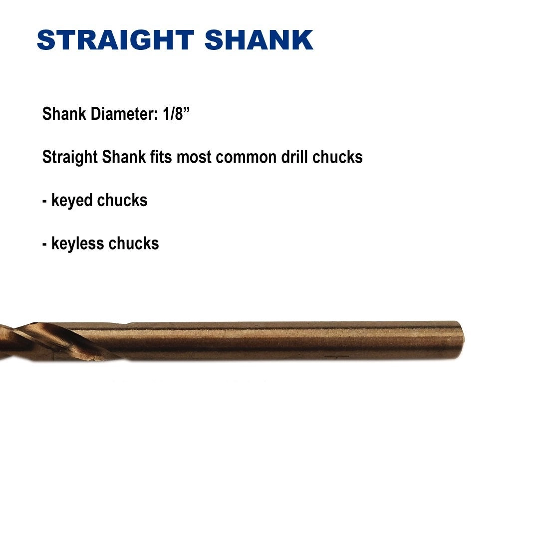 Twist Drill Bits - Cobalt Steel Pack of 12 1/8-Inch