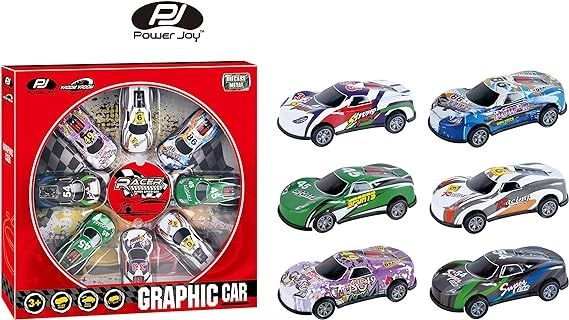 Vroom Vroom Pullback Graphic Car - 1:64 8pcs