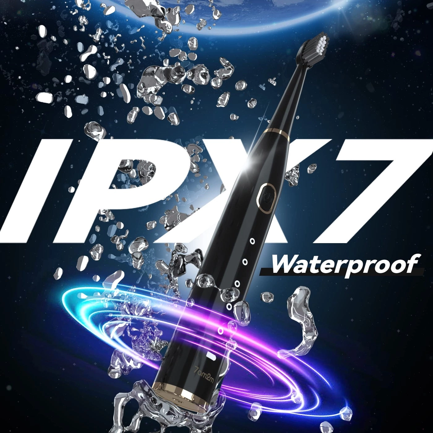 Sonic Electric Toothbrush - 8 Heads 5 Modes Midnight Black