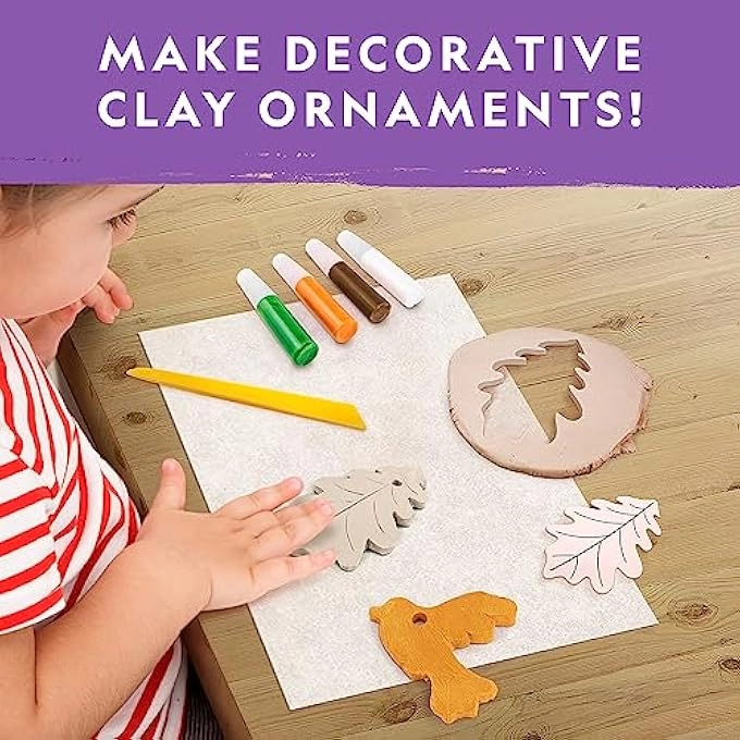 ORNAMENT AIR DRY CLAY - KIDS ARTS AND CRAFTS STENCILS AND CLAY TOOLS
