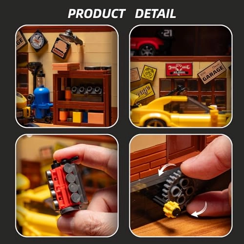 Retro Garage Building Set - Compatible with 8-Stud Chassis