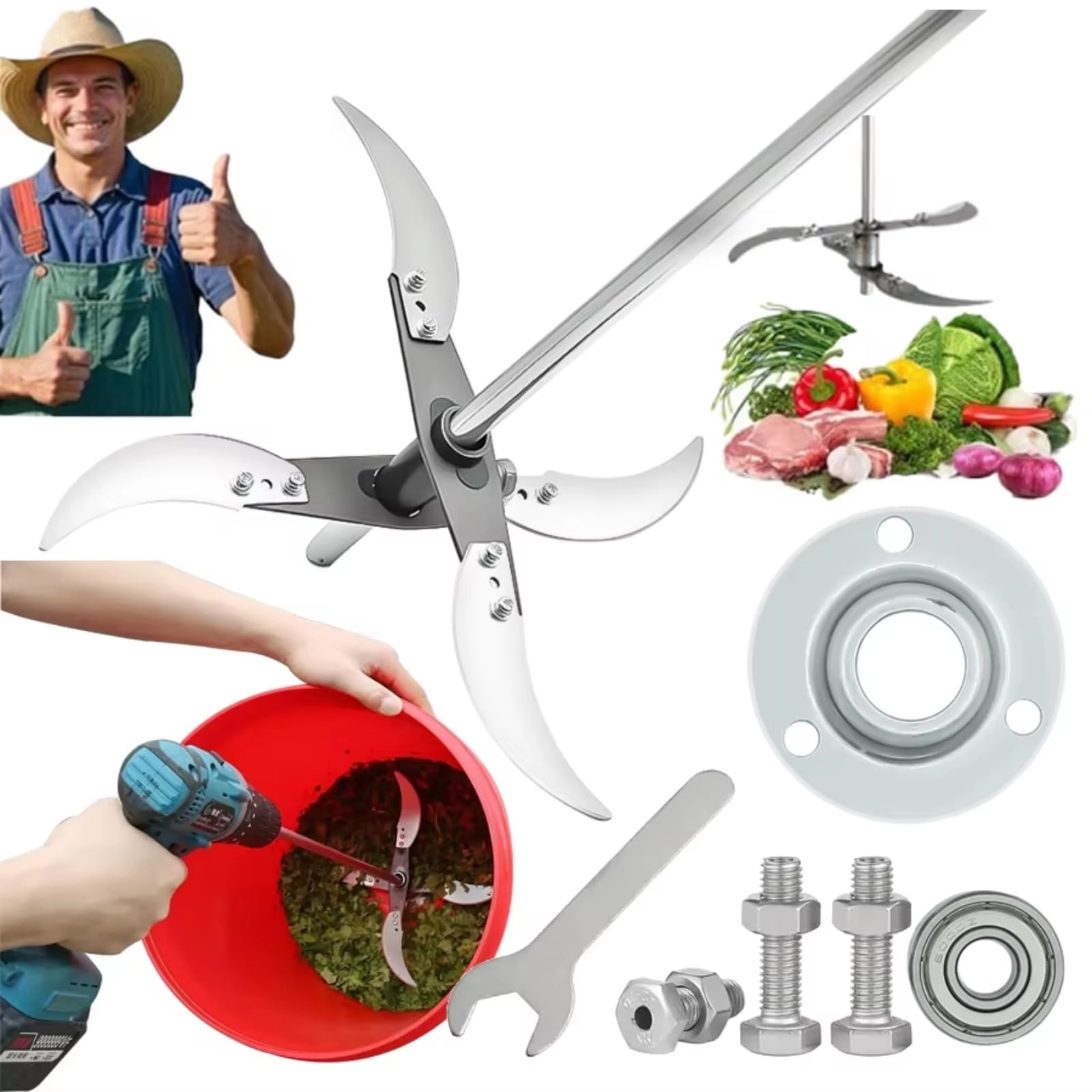 Generic Household Farming Grass Shredder Knife Blades - 25-26cm 12mm Stainless Steel