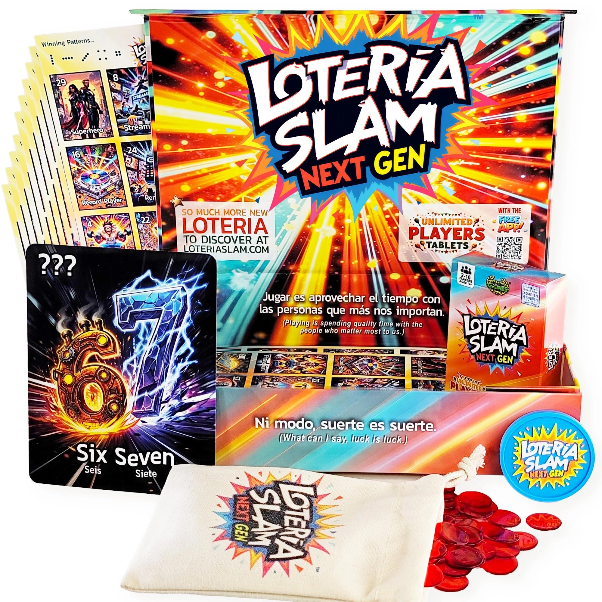 Wreathy Games Lotería Slam Next Gen - English, Spanish 13 years and up 54 Card Deck Adult