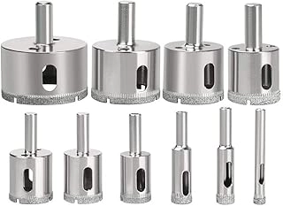 DRILAX Diamond Hole Saw Set - 1/4, 3/8, 1/2 (0.5 Inch), 3/4, 1, 1 1/4, 1 3/8, 1 1/2, 1 3/4, 2 Ceramic Porcelain Tiles Glass Granite Quartz