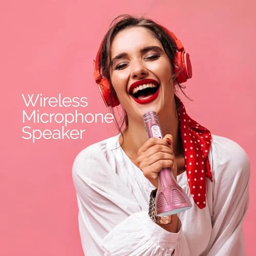 Wireless Karaoke Mic - 2-in-1 Built-in Speaker Black