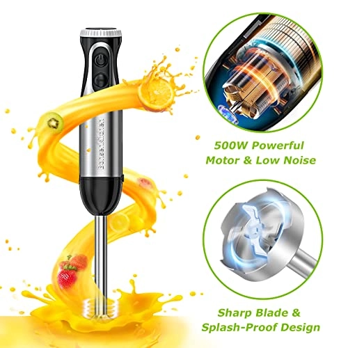 Immersion Blender - 20 Variable Speeds & Turbo, 4-in-1 Stainless Steel