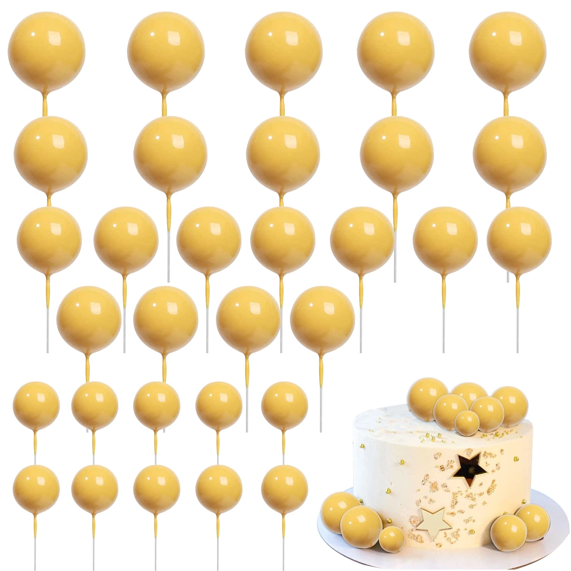 Ball Cake Toppers - 24 pcs Baby Shower Birthday Wedding