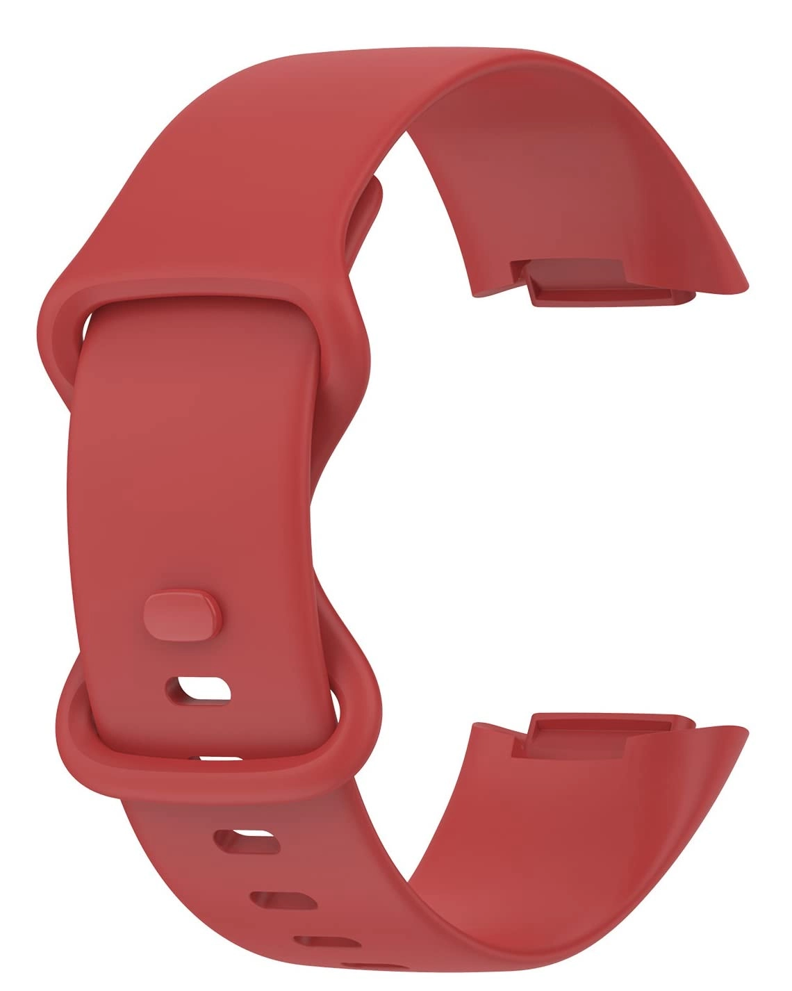 Watch Band for Fitbit Charge 5 - Silicone Stainless Steel Buckle Coral Red
