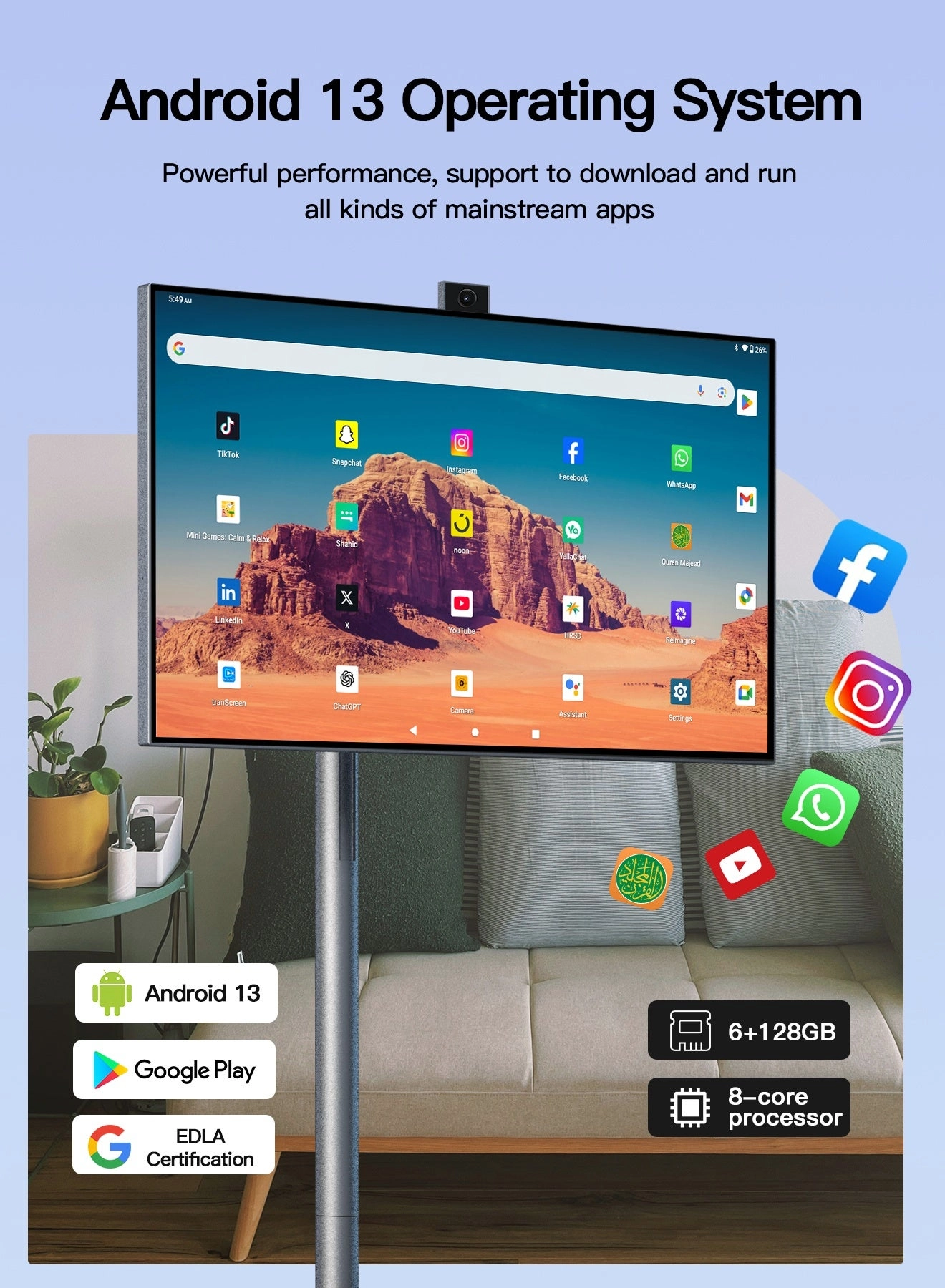 Portable Smart TV - 1080P 27 inch