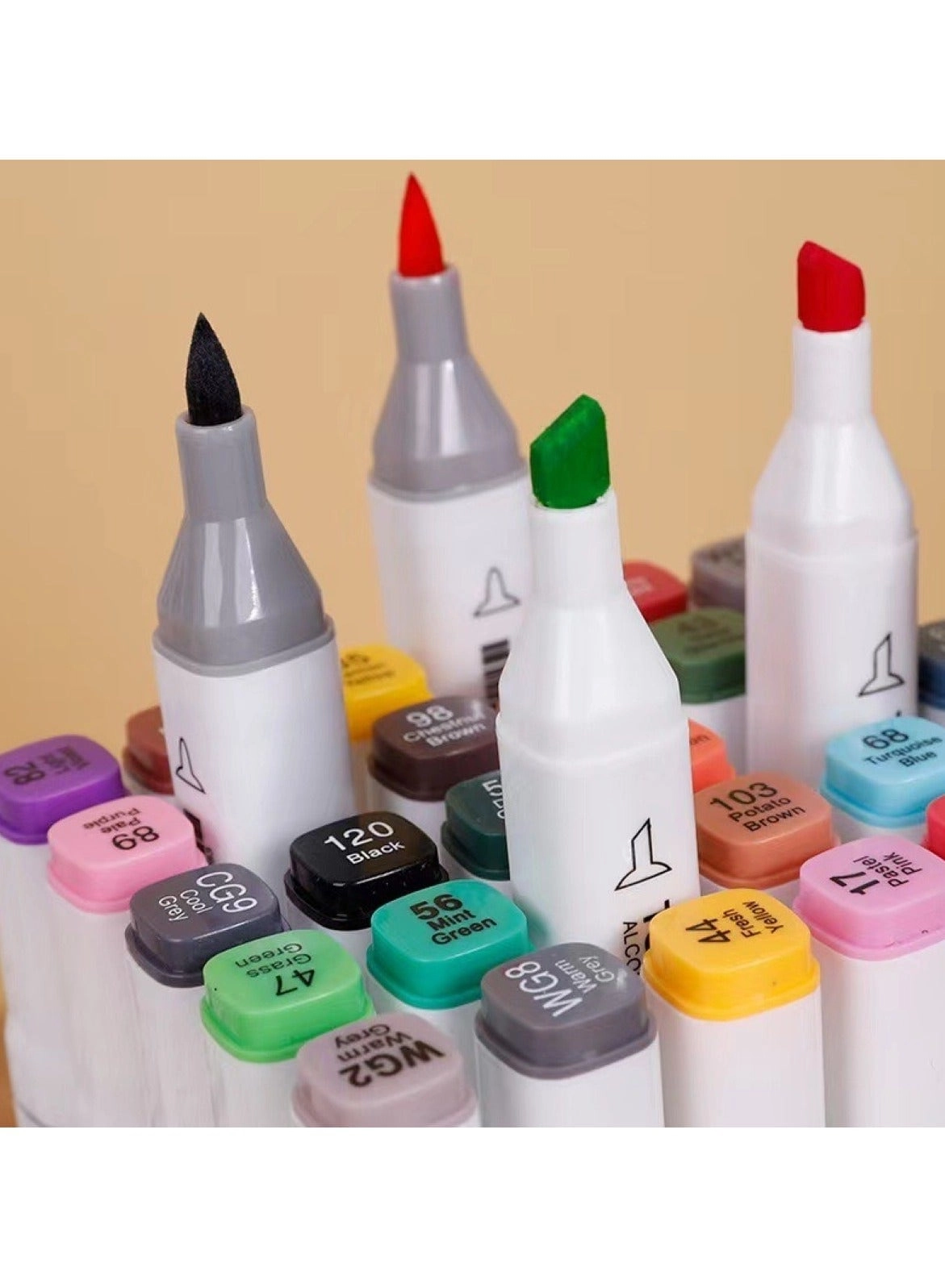 Double-Headed Soft Oily Marker Set - 60 Colors Fine and broad tips