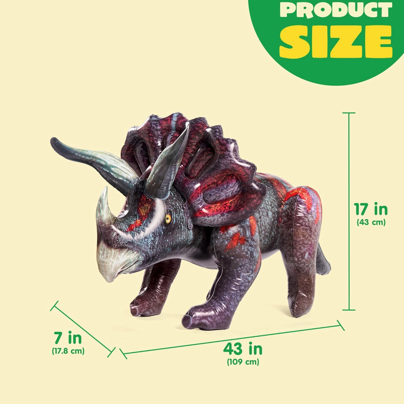 Triceratops Inflatable Dinosaur - 43" Birthday Party Gift