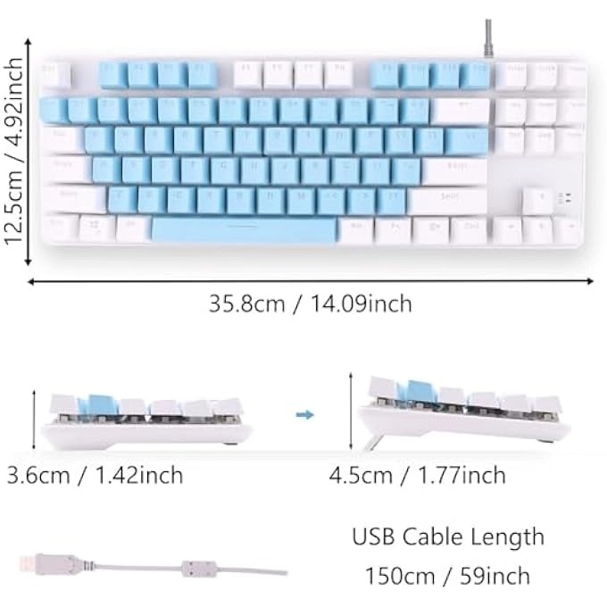 5-Color LED 87 Keys Mechanical Keyboard - Wired