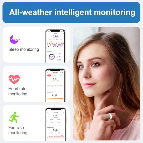 Health Tracker Smart Ring - IP68 Waterproof Heart Rate Blood Oxygen