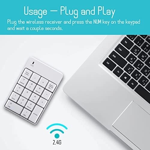 Wireless USB Numeric Keypad - 2.4G 18 Keys White