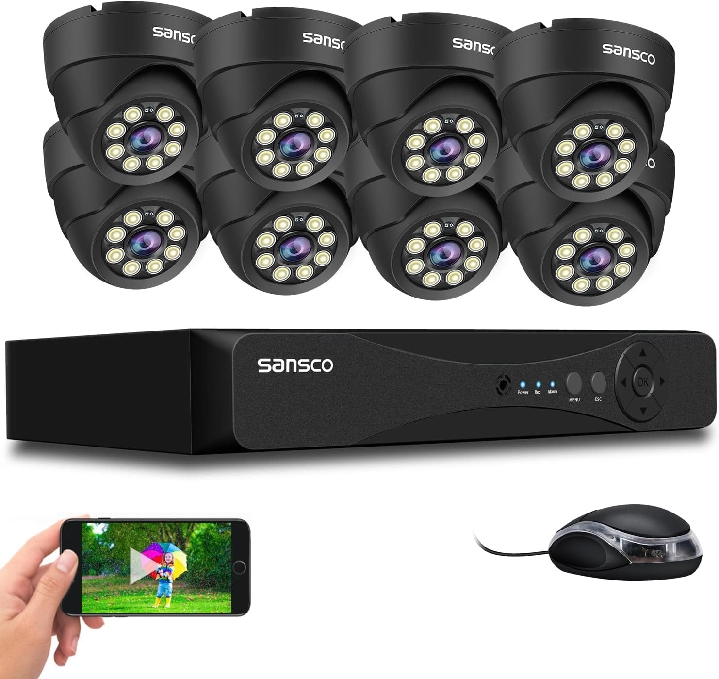 SANSCO 8 Channel CCTV Camera System - 8 5MP + Hard Drive