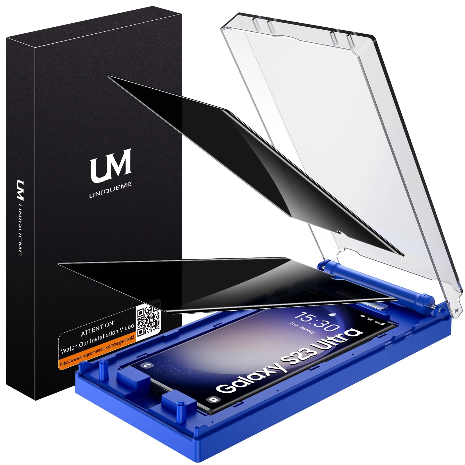 UniqueMe Full Screen Tempered Glass Screen Protector for Samsung Galaxy S24 Ultra (2-Pack)