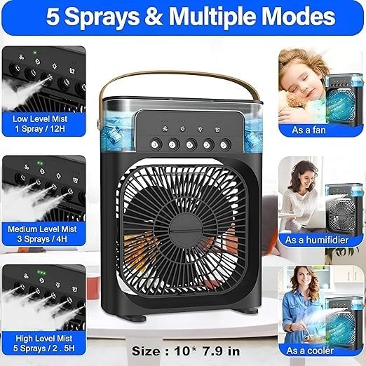 Portable Air Conditioner Fan - Mini Evaporative Air Cooler 7 Colors LED Light