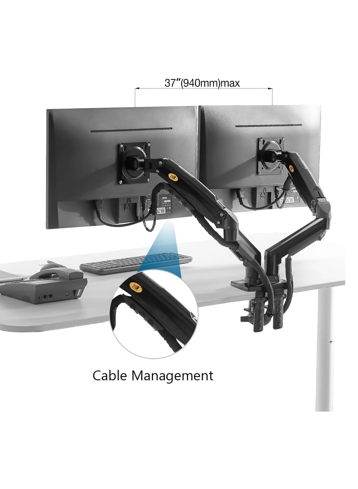 Dual Monitor Arm - 27 in 100x100mm