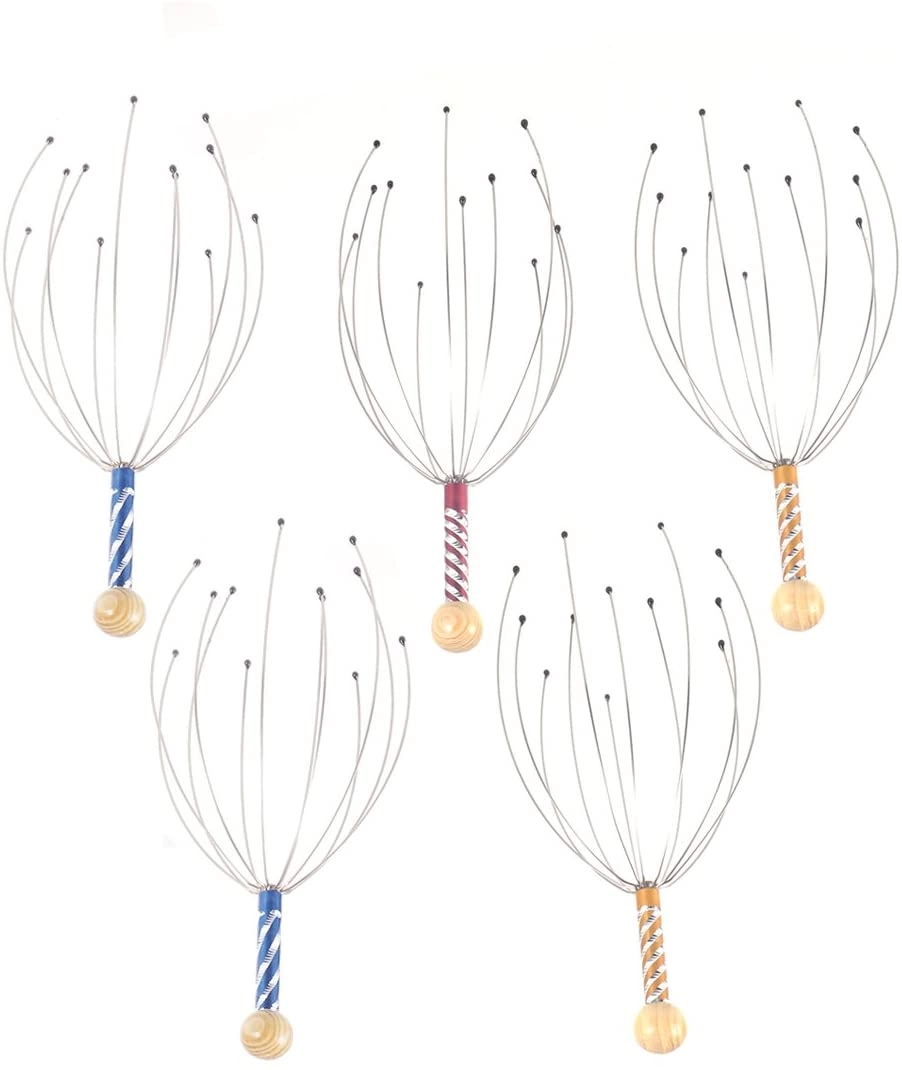 Scalp Massager - 5Pcs Steel Wire Wooden Handle