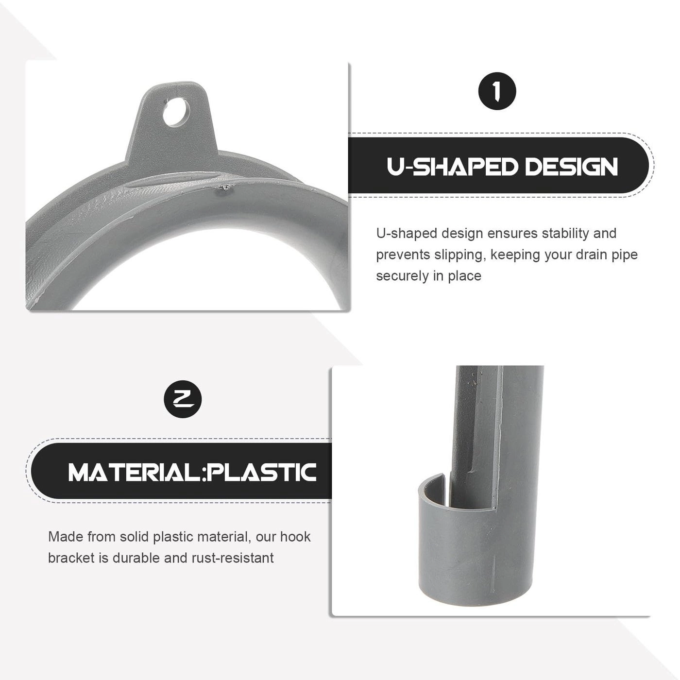 Washing Machine Drain Hose Clip - U Shaped 2 Pack
