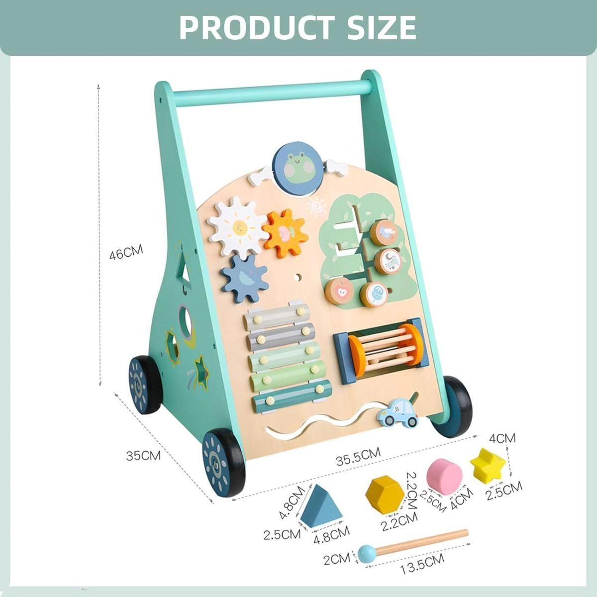 Enzo Wooden Baby Walker - 5-in-1 Activity Center