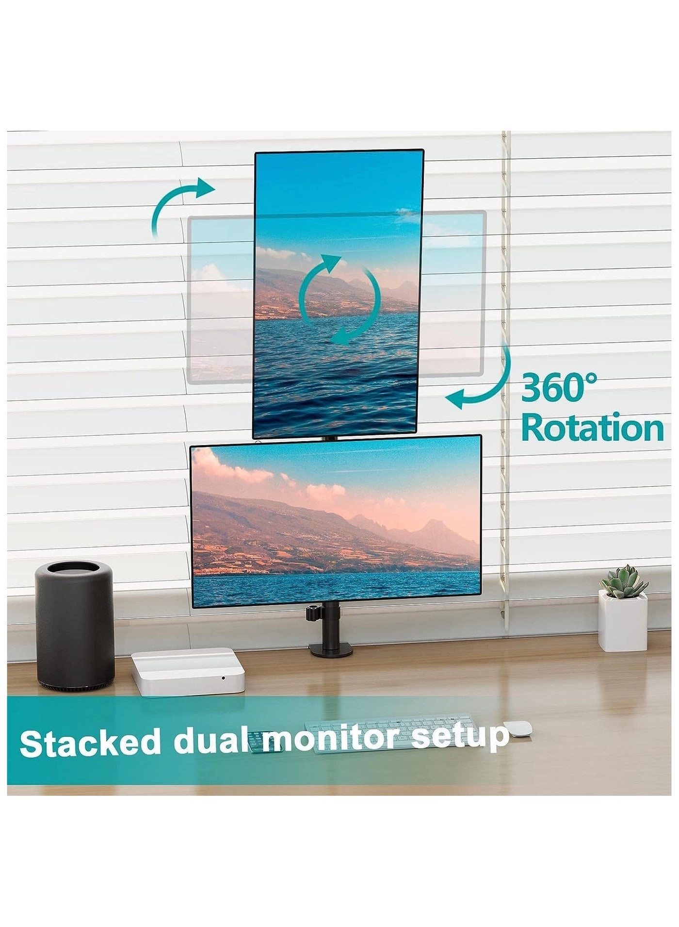 Vertical Dual Monitor Stand - two 32 in VESA 75x75/100x100