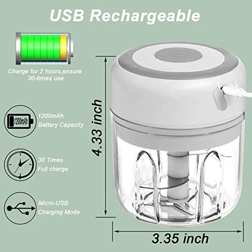 Garlic Chopper - 250 Milliliters USB Rechargeable