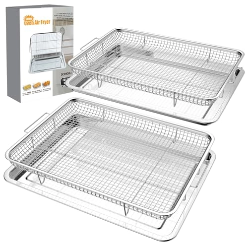 Air Fryer Basket and Tray Set - Stainless Steel 2 Pack
