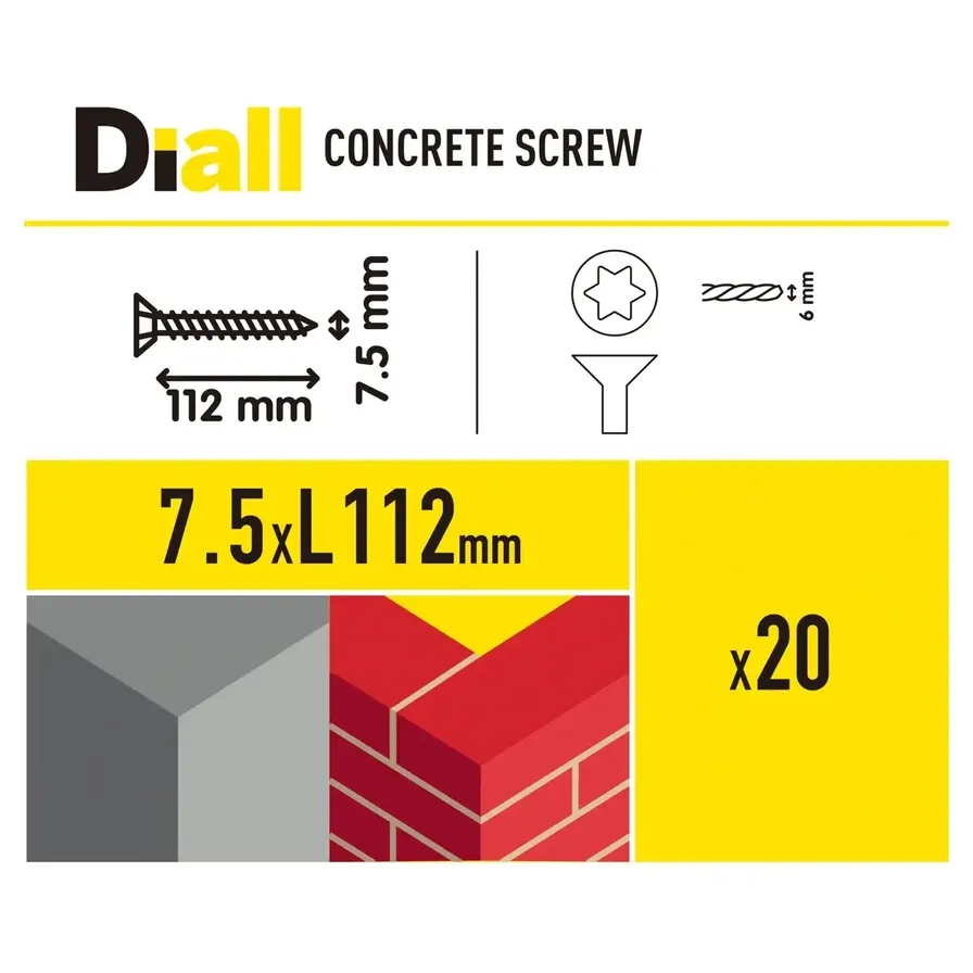 Steel Pan Head Concrete Screw - L. 11.2 cm Dia. 0.75