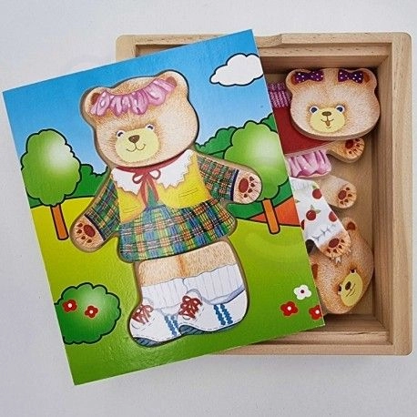 Wooden Dressing Up Puzzle Girl Bear - 18 Months 18 pieces