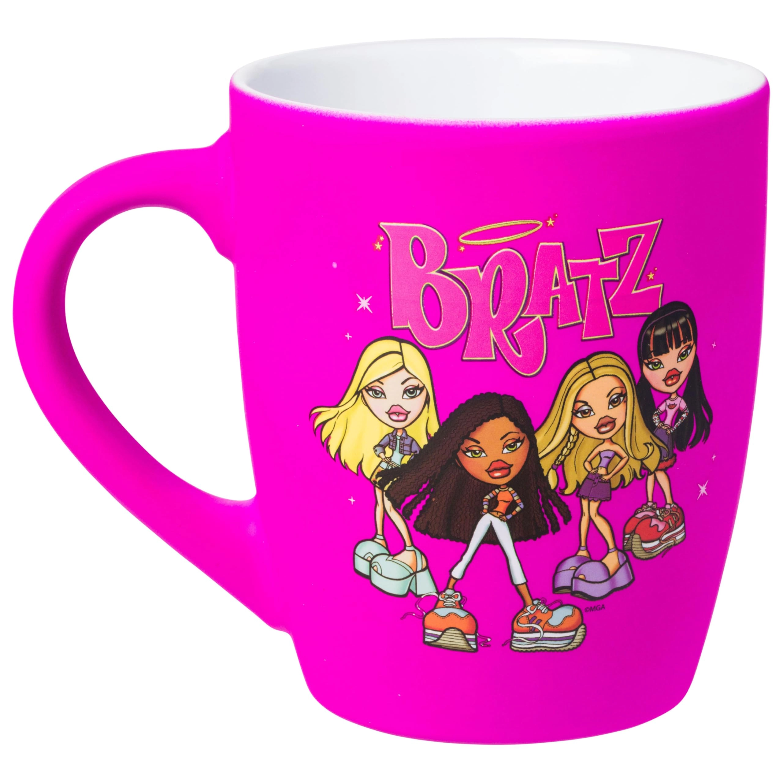 Bratz Four Dolls Ceramic Mug - 1 pcs Soft Touch Pink Stars
