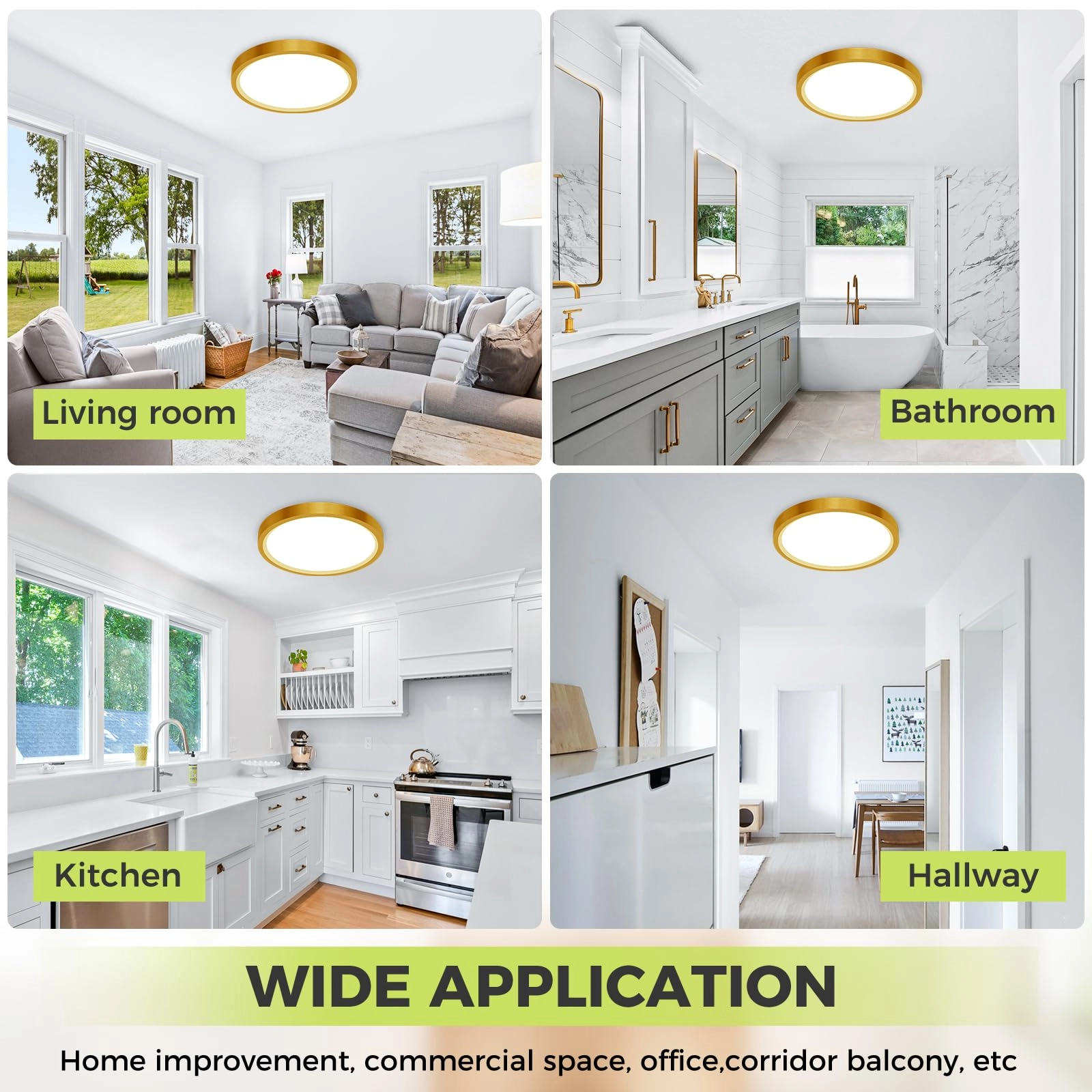Flush Mount LED Ceiling Light - 3000K 4500K 6000K Dimmable