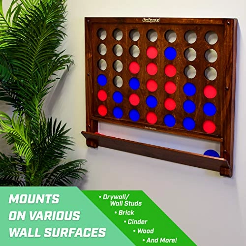 Wall Mounted 4 in a Row - Brown Wood