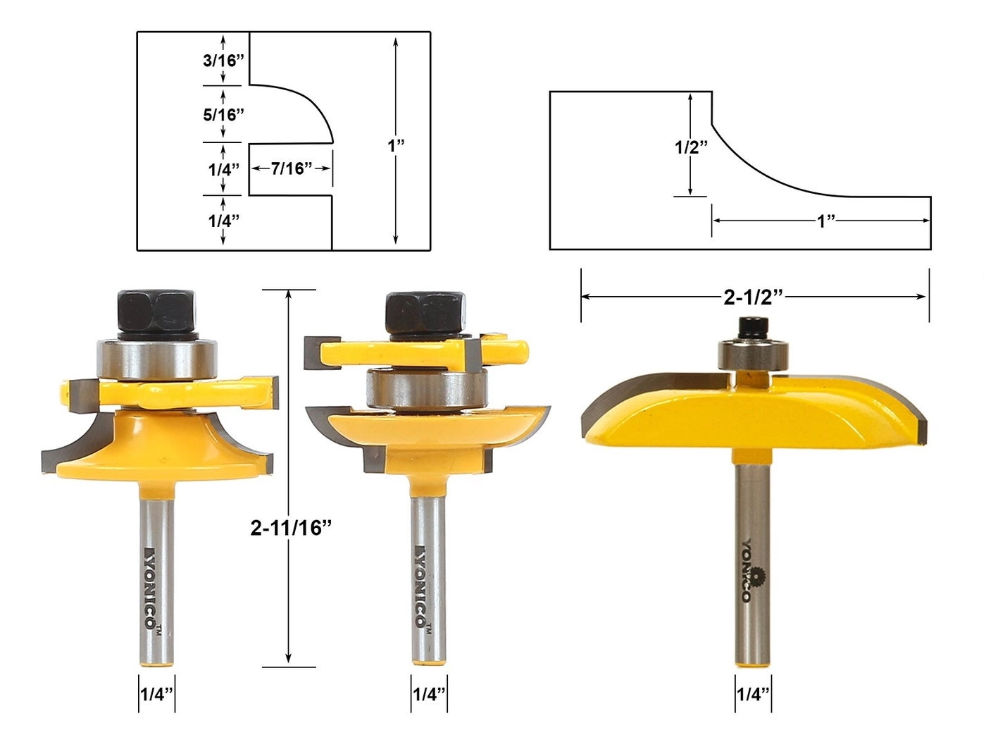 Yonico Raised Panel Cabinet Door Rail and Stile Router Bits
