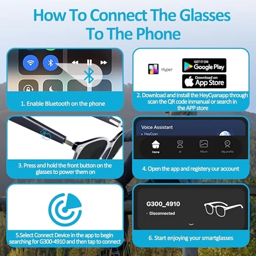 AI Smart Glasses - Bluetooth 5.4 Real-Time Translation Anti-Blue Light Lenses