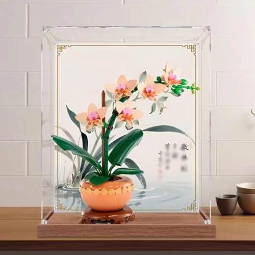 Acrylic Transparent Collectible Display Case for LEGO 10343 Creative Potted Plants Block Model - 3mm thickness Airbrush Style