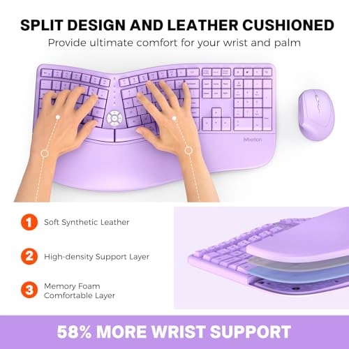 Ergonomic Wireless Keyboard and Mouse - Wired