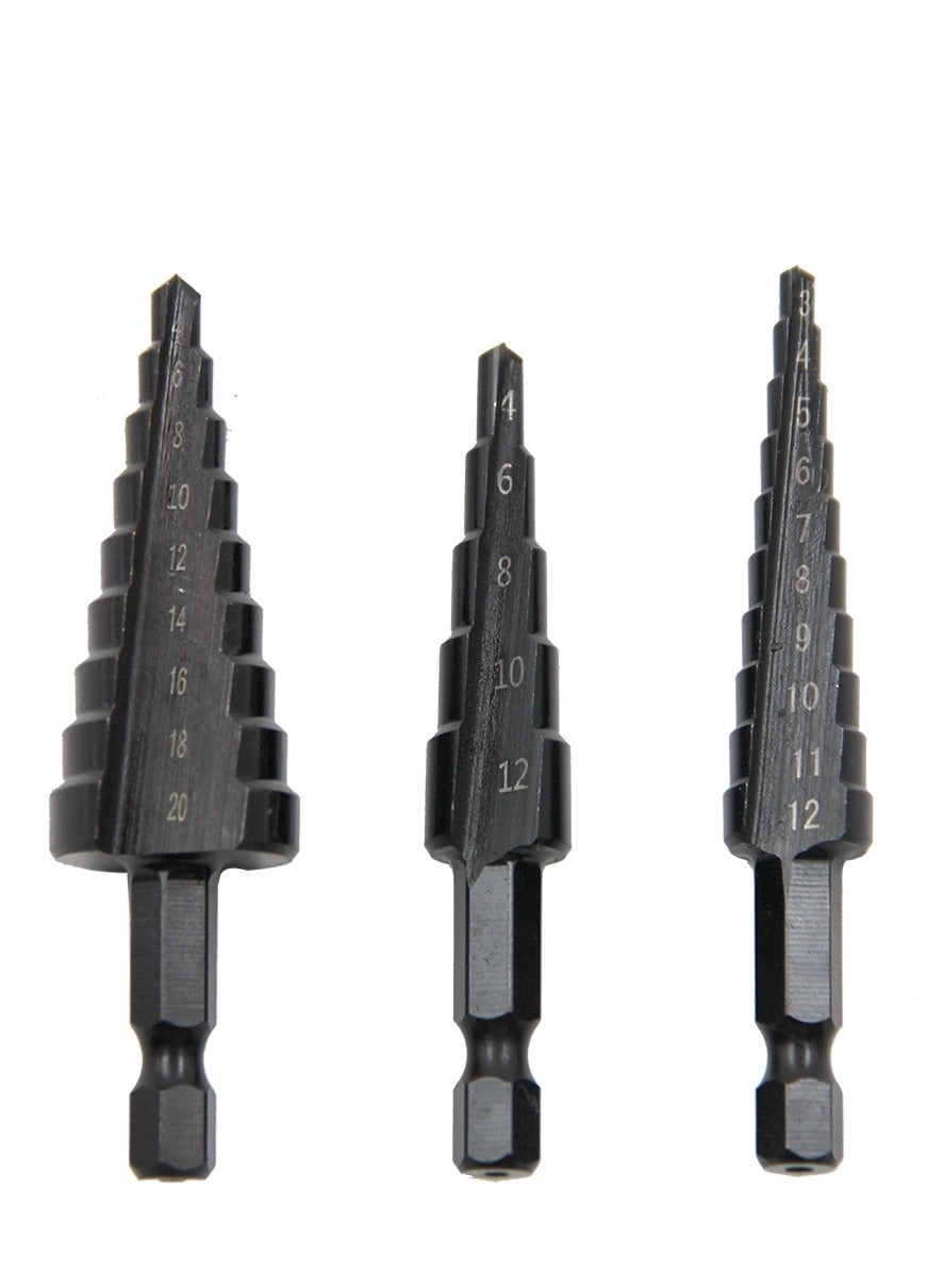 Step Drill Bit Set - 3 Pieces 3-12/4-12/4-20/4-32mm