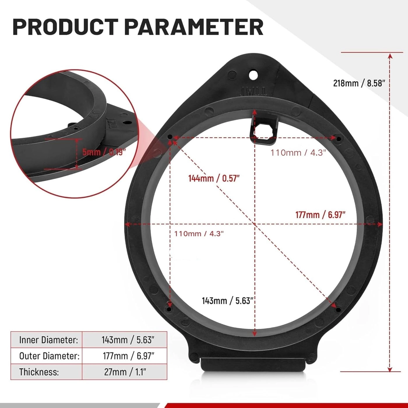 Speaker Adapter Spacers - 6.5 inch + Speaker Wire Harness