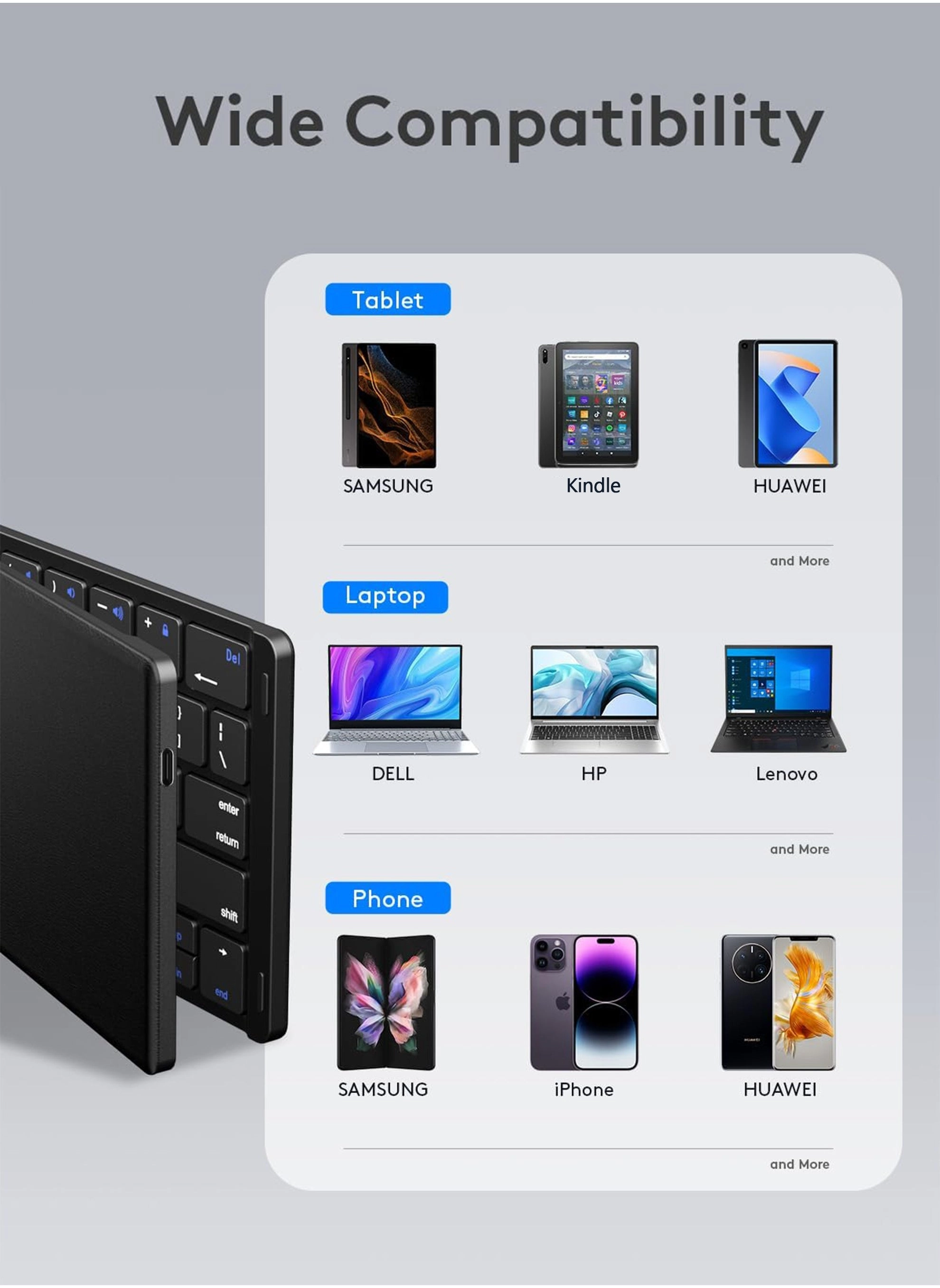 Foldable Bluetooth Keyboard - Wireless