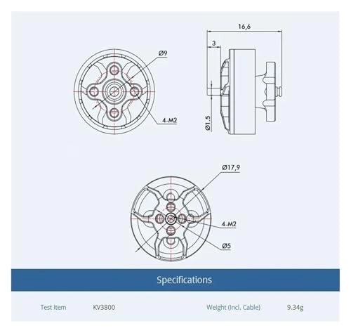 F1404 - 4600KV 1.5mm Shaft 2.5-4 Inch