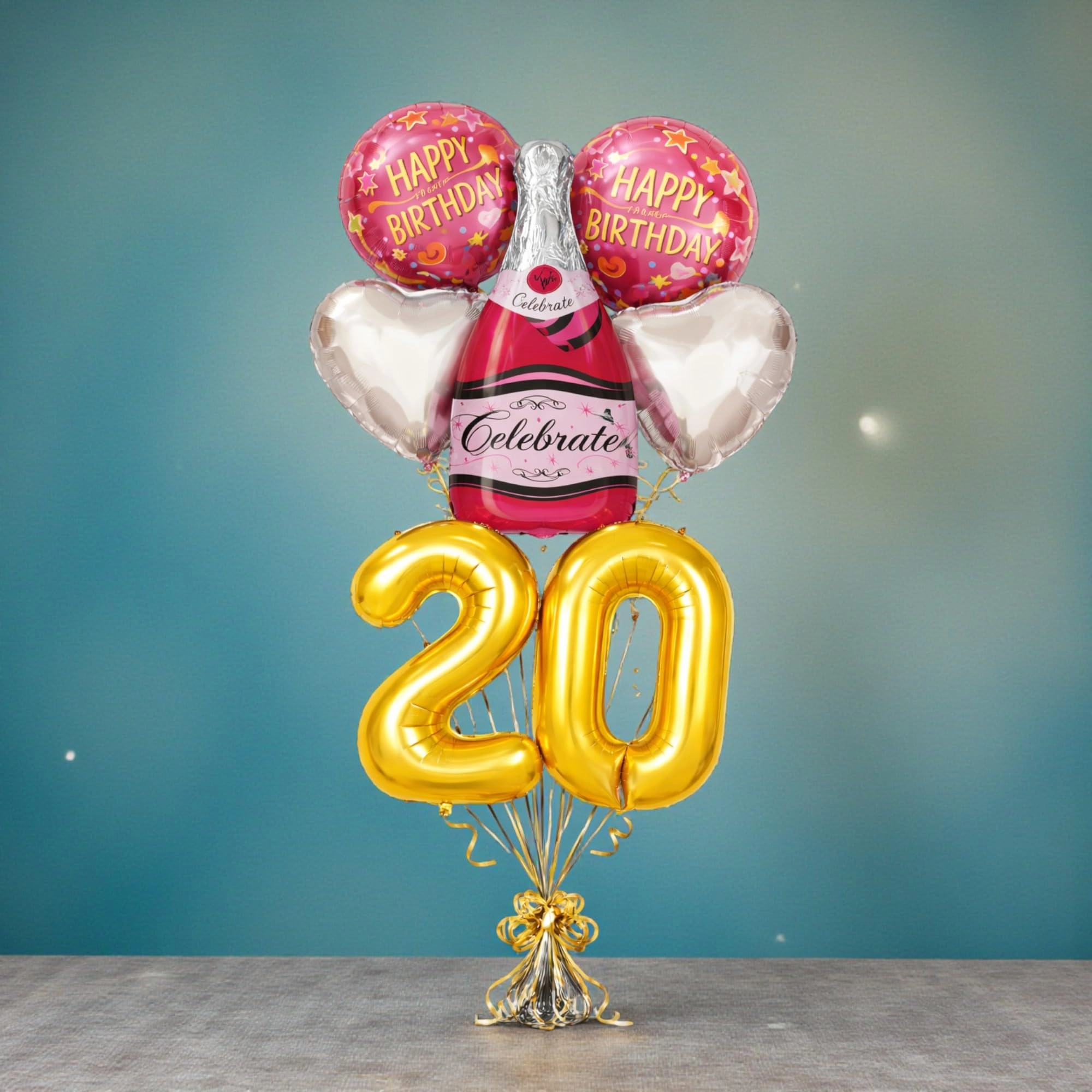 Number 20 Birthday Balloons Set - 6 Count