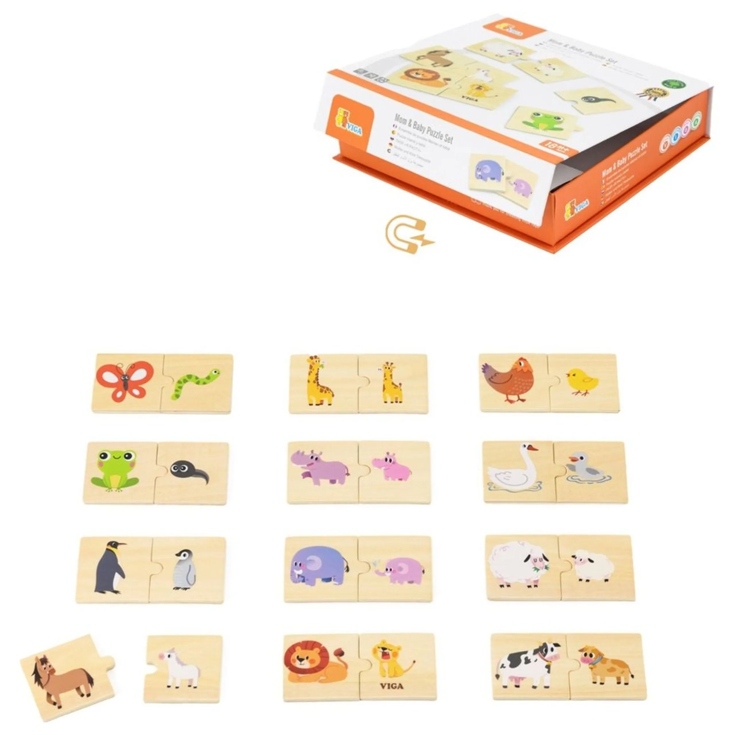 VIGA Mix & Match Wooden Learning Puzzle Set - 18 months+ 24 pieces