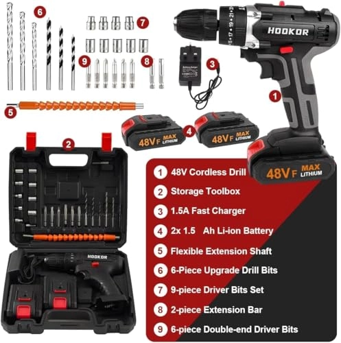 Cordless Drill Set - 48V 1300mAh